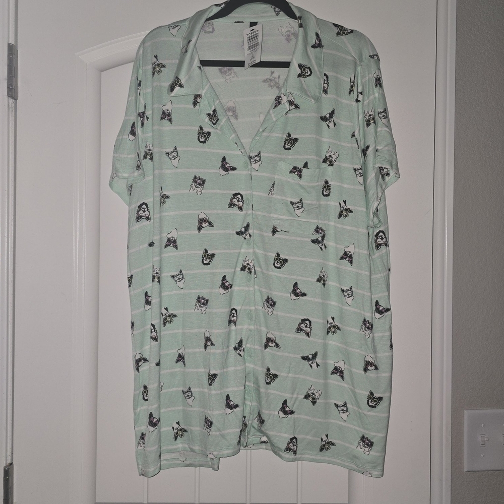 Torrid Mint Green Top And Bottom Set with Dog Pattern - Picture 3 of 6